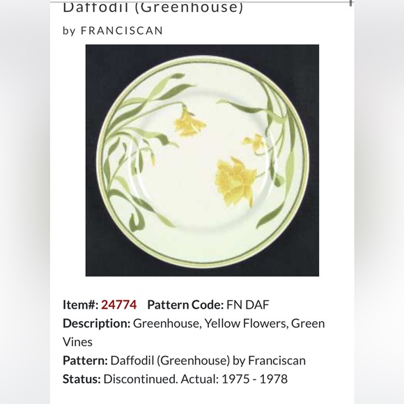 4 Vintage Franciscan Bowls in their Daffodil Pattern - Picture 9 of 12